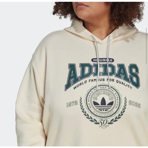 Adidas Womens Originals Wonder White Class of 72 Hoodie Sweatshirt PLUS 1X NWT - Picture 6 of 11